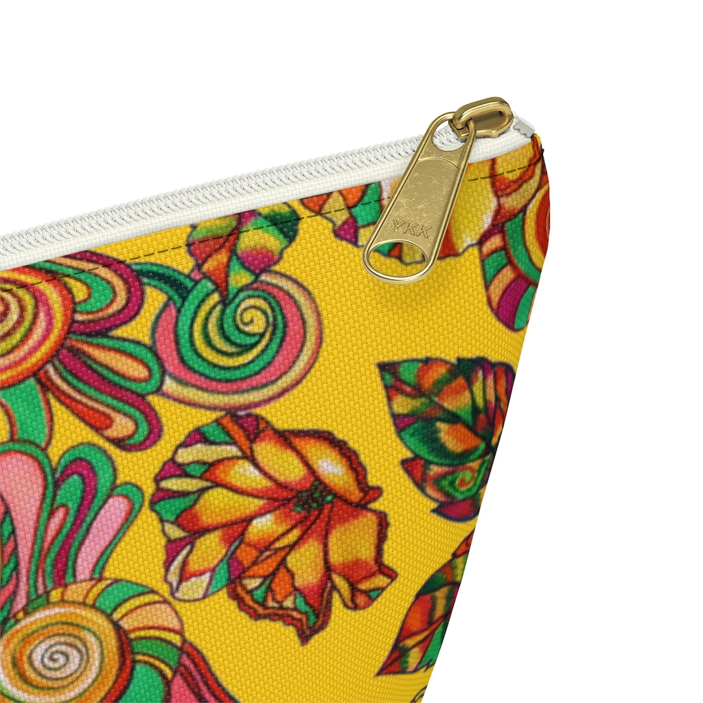 Yellow Artsy Floral Accessory Pouch