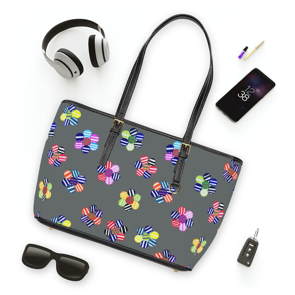 ash grey multi colour candy florals totebag