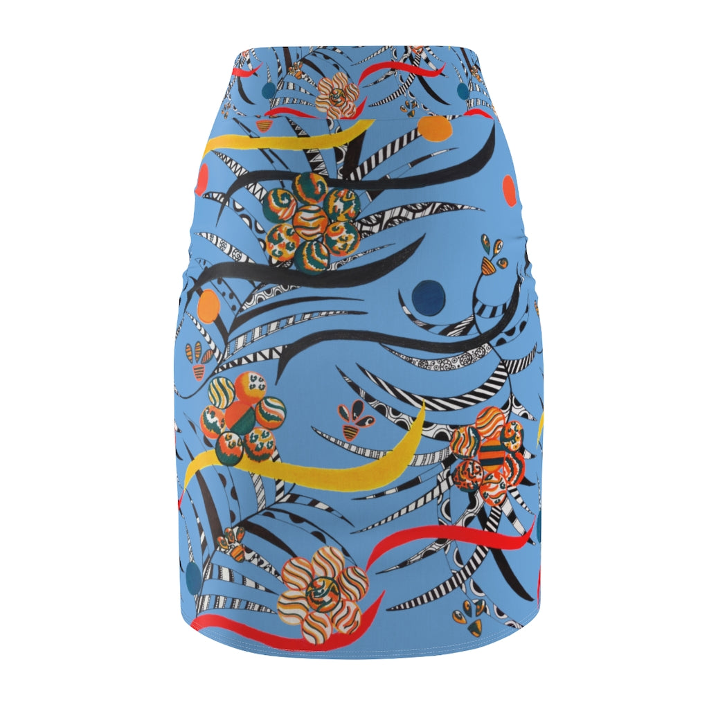 Sky Wilderness Print Pencil Skirt