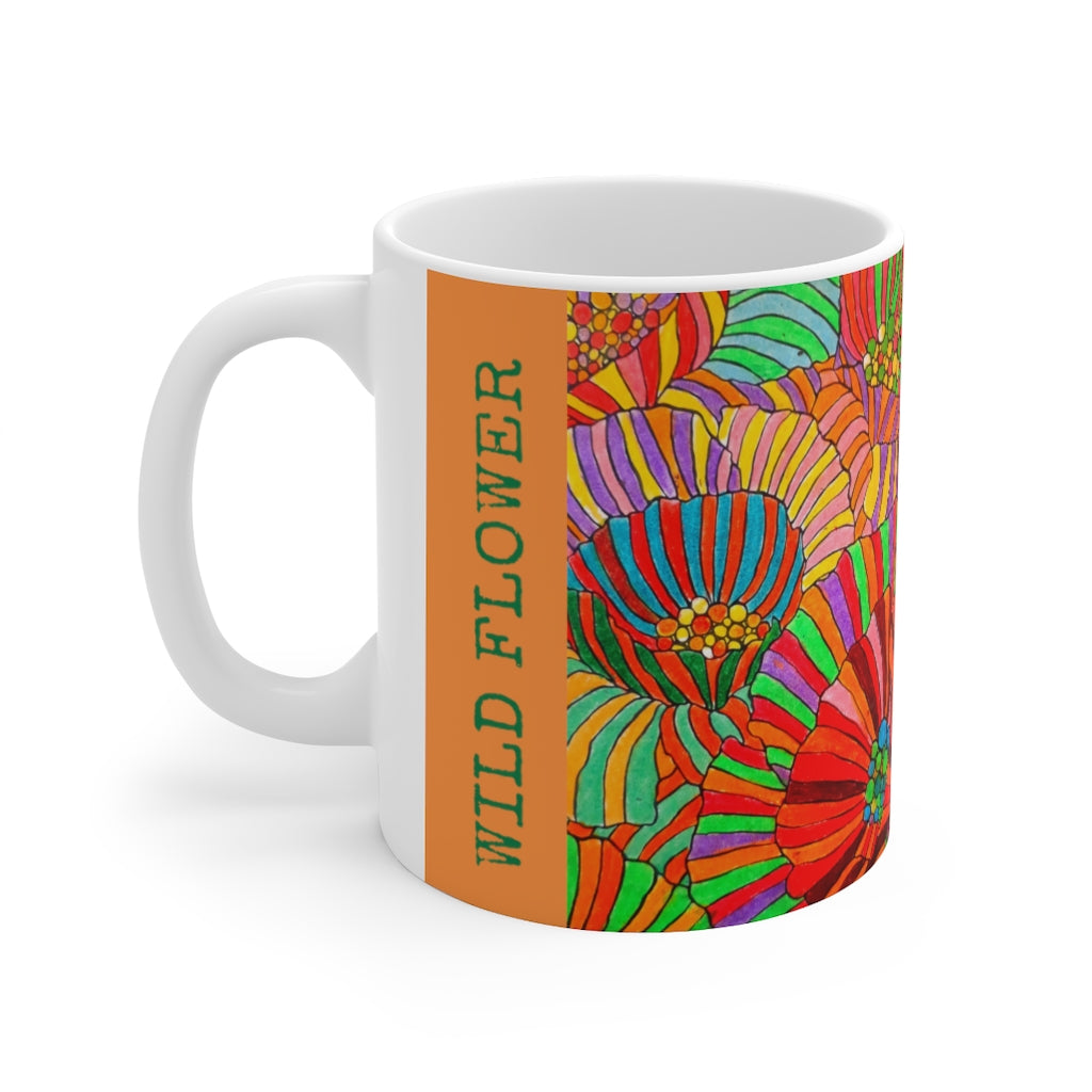 Wild Flower Spiced Orange Ceramic Mug 11oz