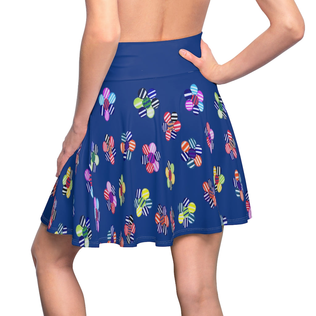 Blue Candy Florals Skater Skirt