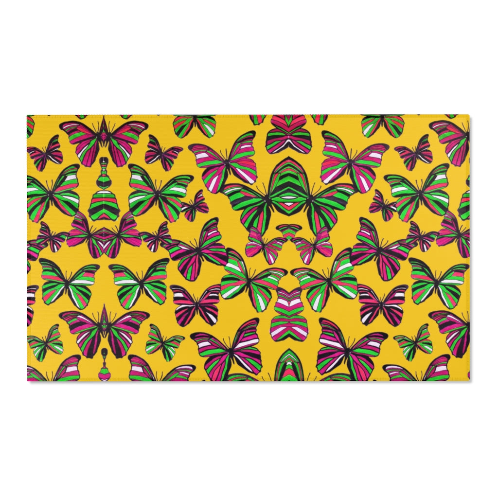 Butterflies Yellow Area Rug