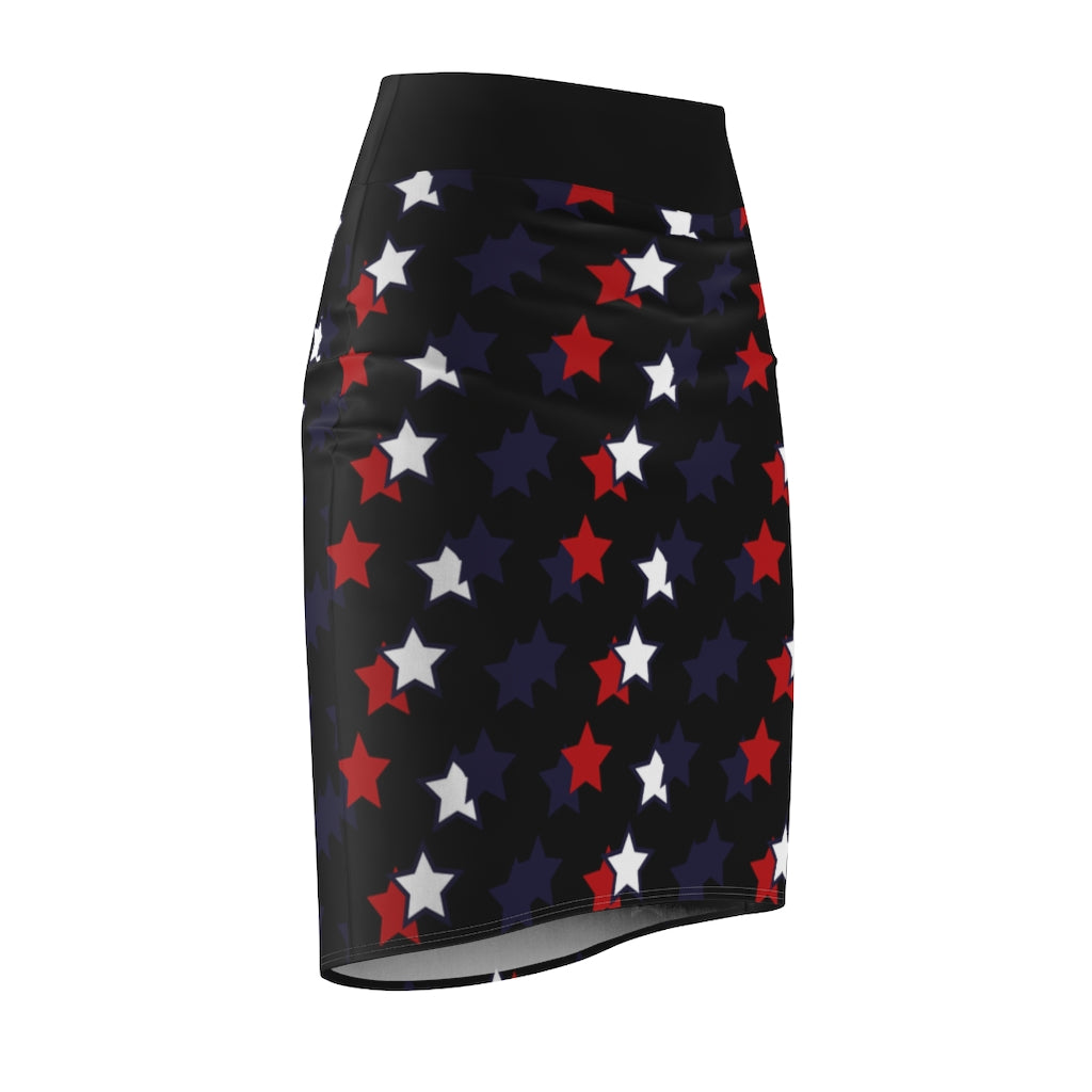 AOP Starry Black Pencil Skirt