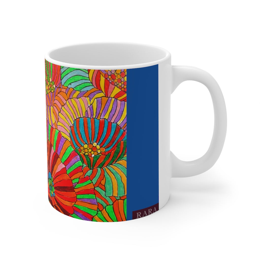 Wild Flower Royal Blue Ceramic Mug 11oz