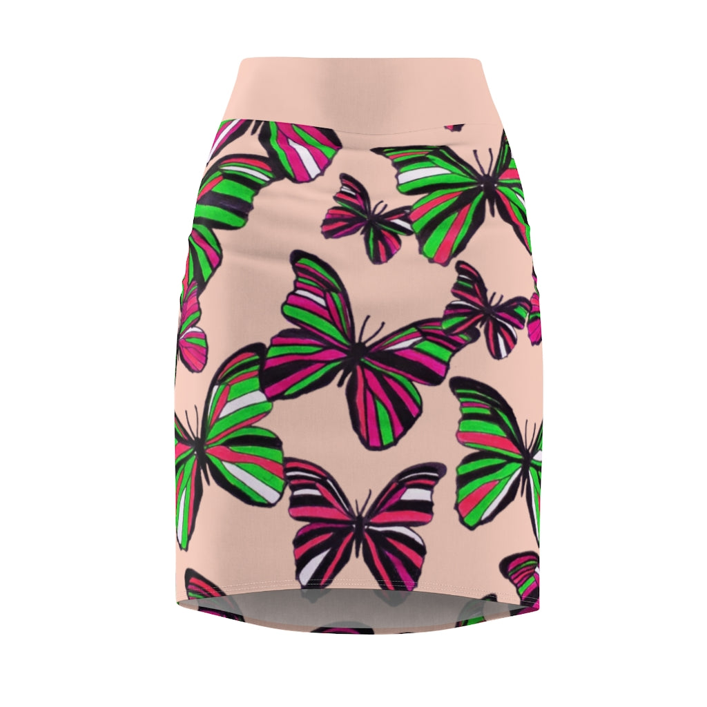 Blush Butterflies Pencil Skirt