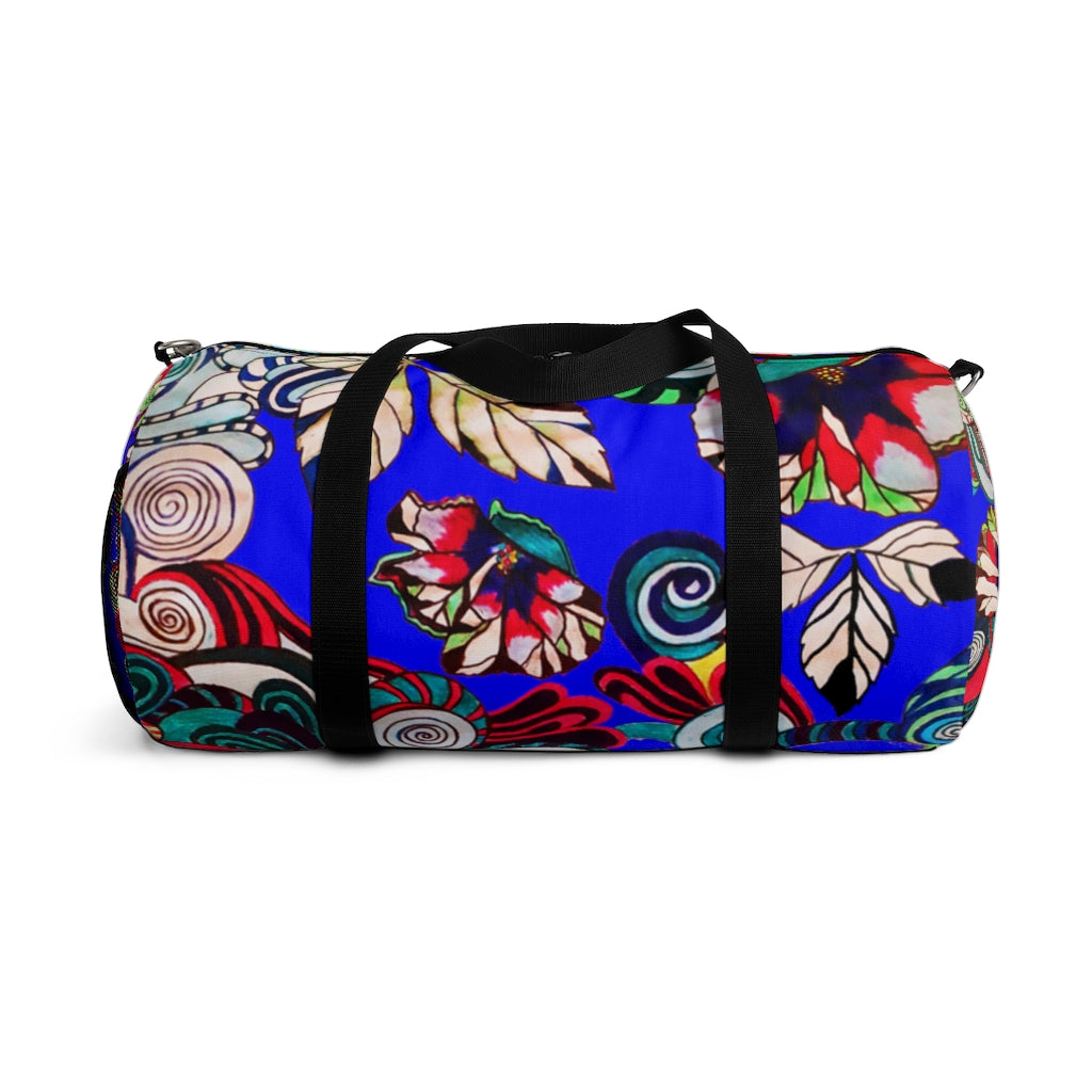 Artsy Floral Pop Electric Blue Duffel Bag