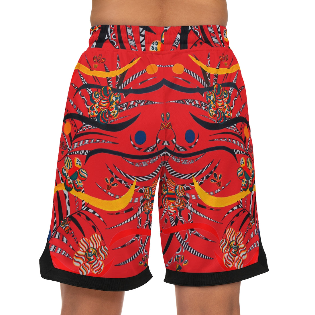 Red Wilderness Basketball Rib Shorts (AOP)