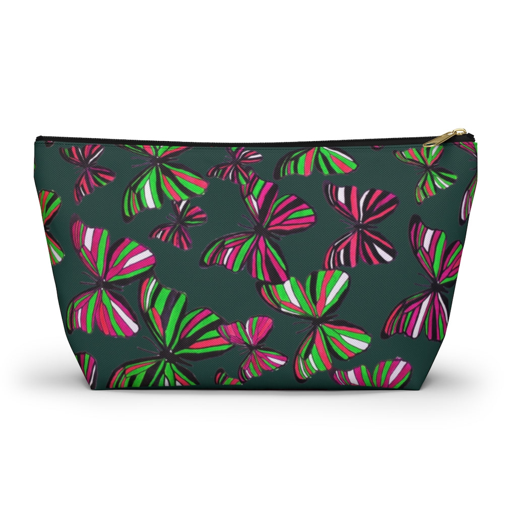 Butterflies Dark Green Accessory Pouch