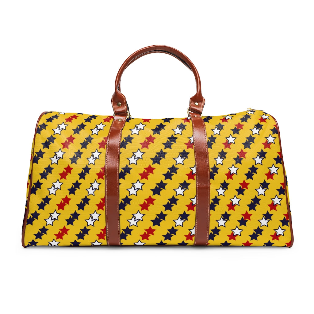 yellow star print travel bag