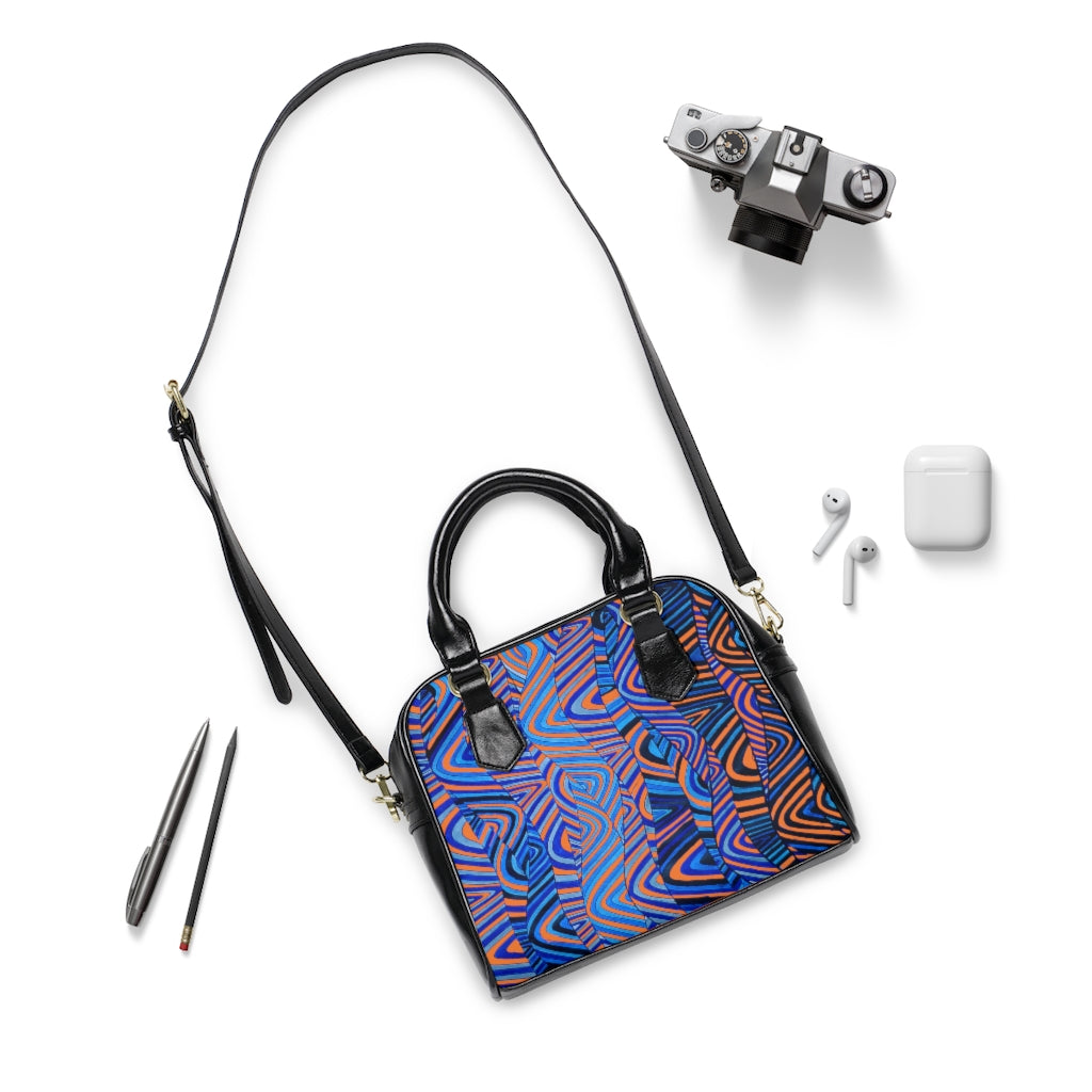 peach  psychedelic print handbag