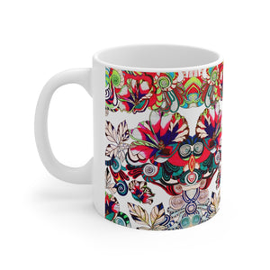 Floral Art White Mug 11oz