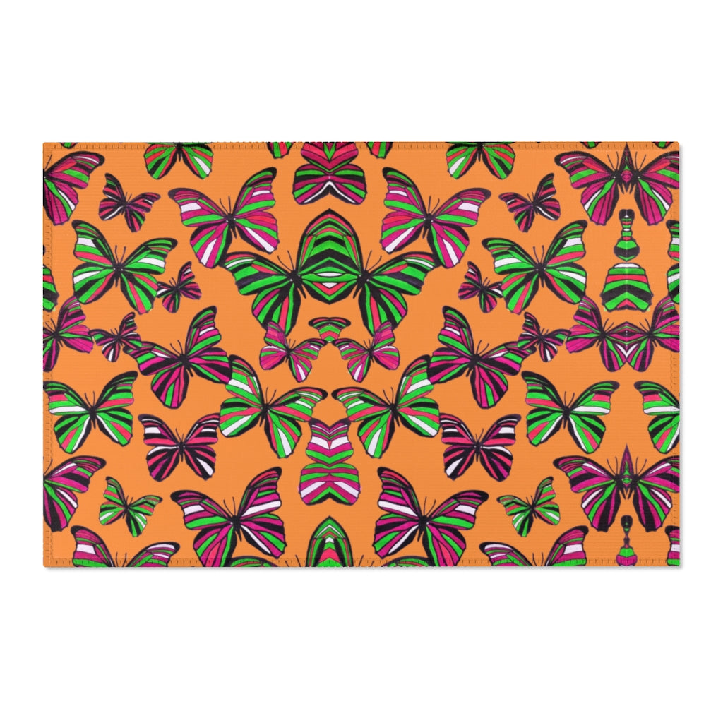 Butterflies Peach Area Rug