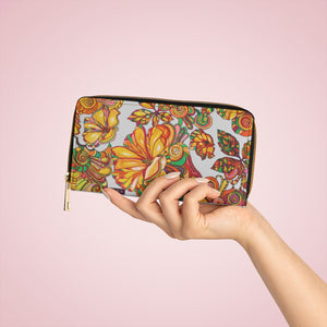 Slate Artsy Floral Zipper Wallet