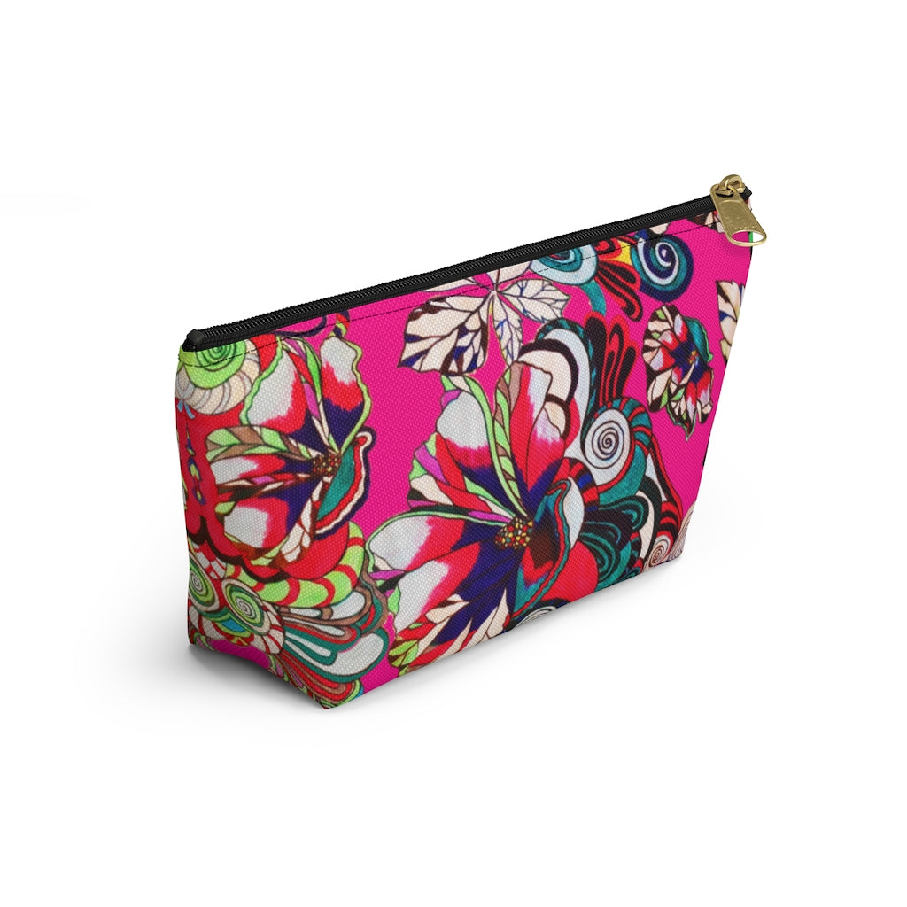 Floral Pop Hot Pink Accessory Pouch