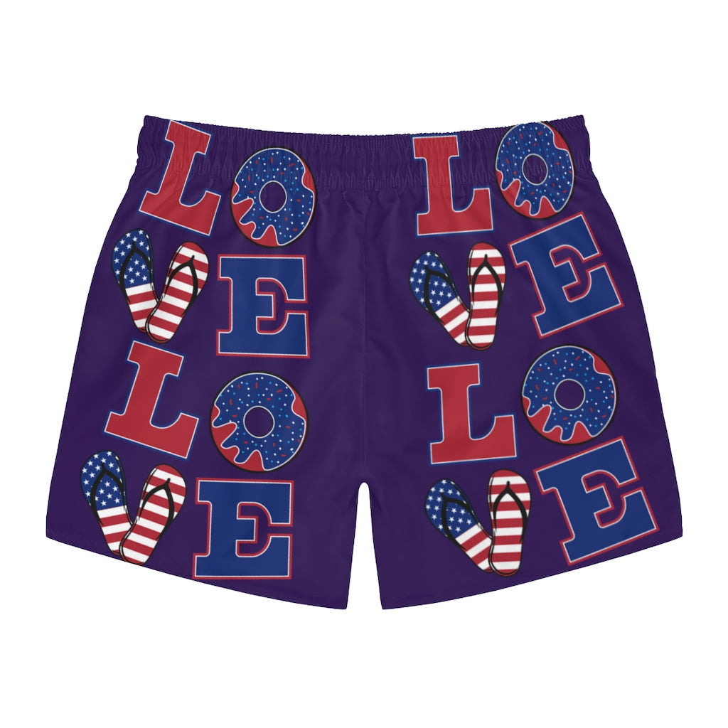 Men's American Love Violet Swimming Trunks