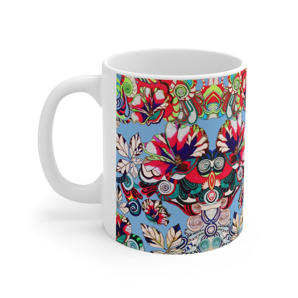 Floral Art Sky Mug 11oz