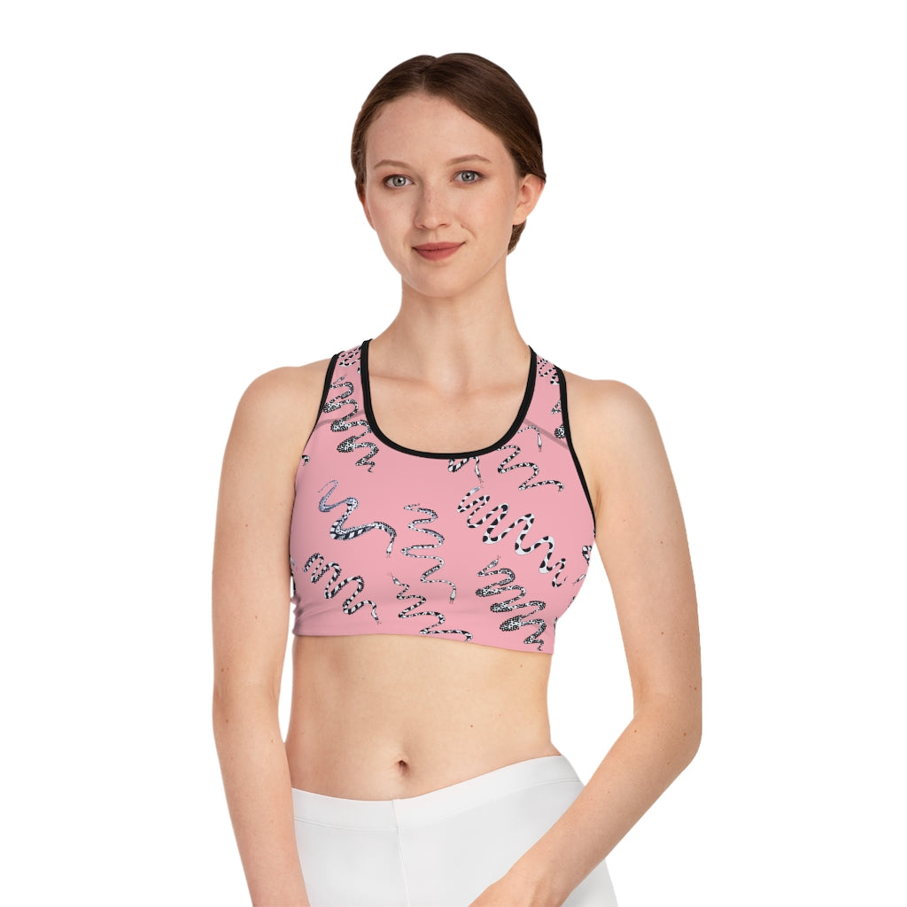 Blush Snake Print (AOP) Sports Bra