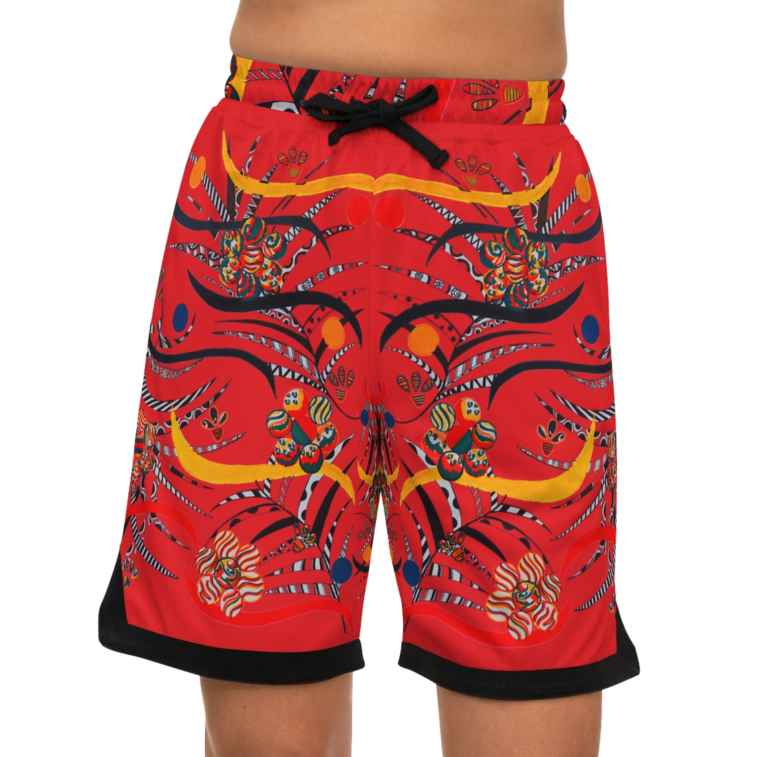 Red Wilderness Basketball Rib Shorts (AOP)