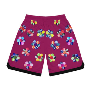 Orchid Geo Floral Basketball Rib Shorts (AOP)