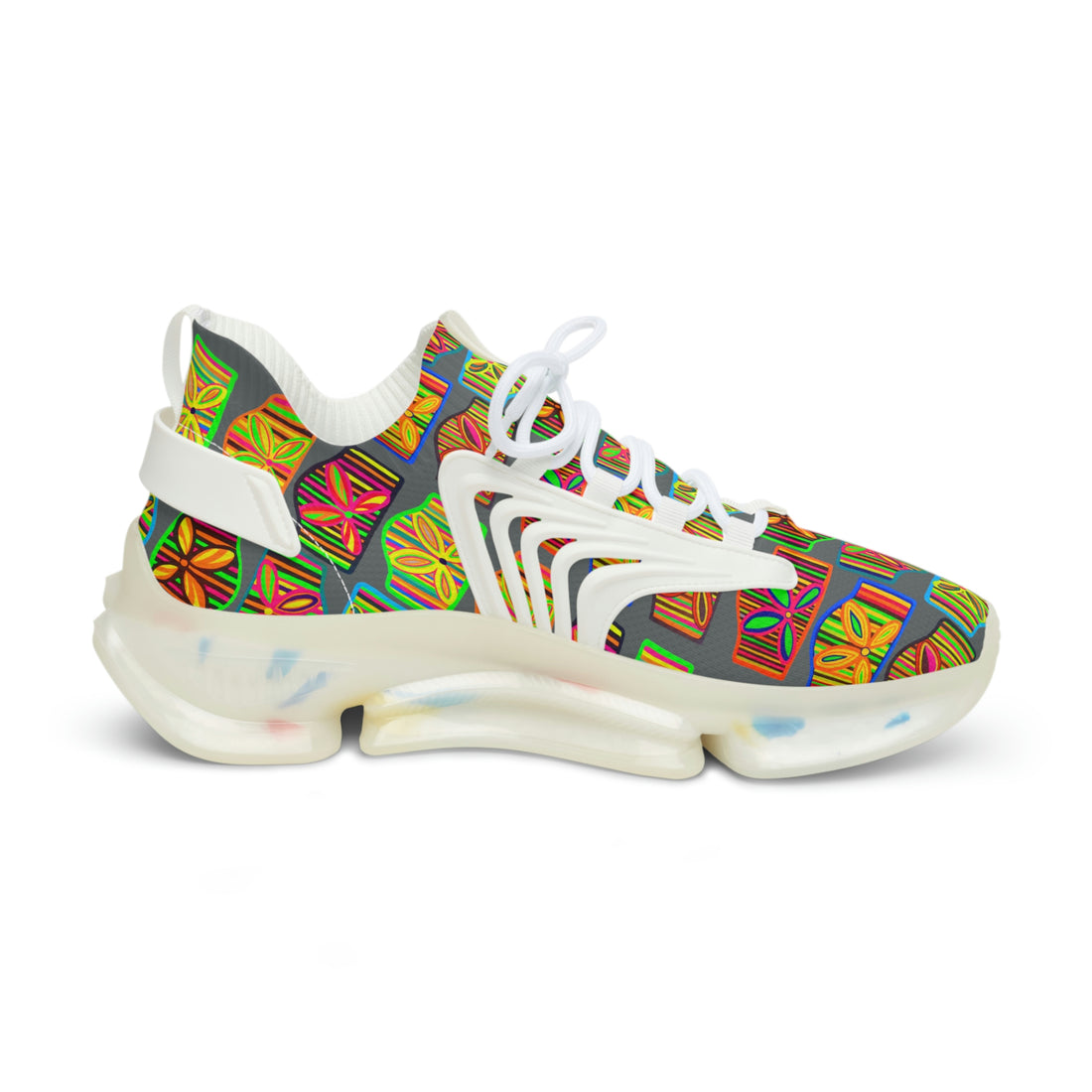 Ash Grey Deco Print OTT Men's Mesh Knit Sneakers