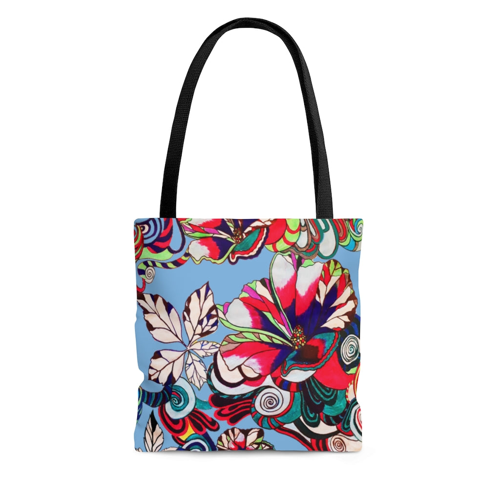 AOP Artsy Floral Pop Sky Tote Bag