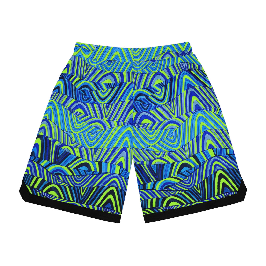 Lime Green Sonic Basketball Rib Shorts (AOP)