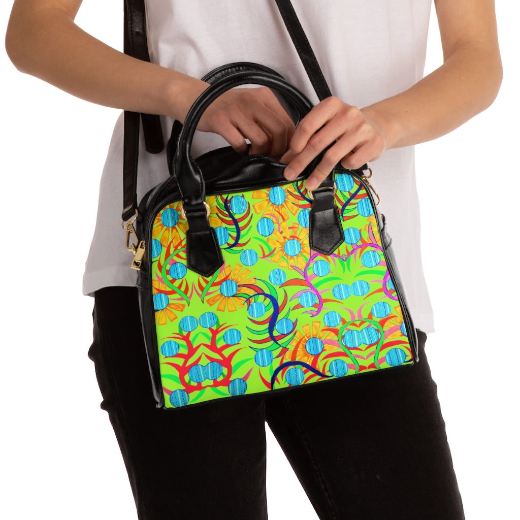 lime green sunflower handbag