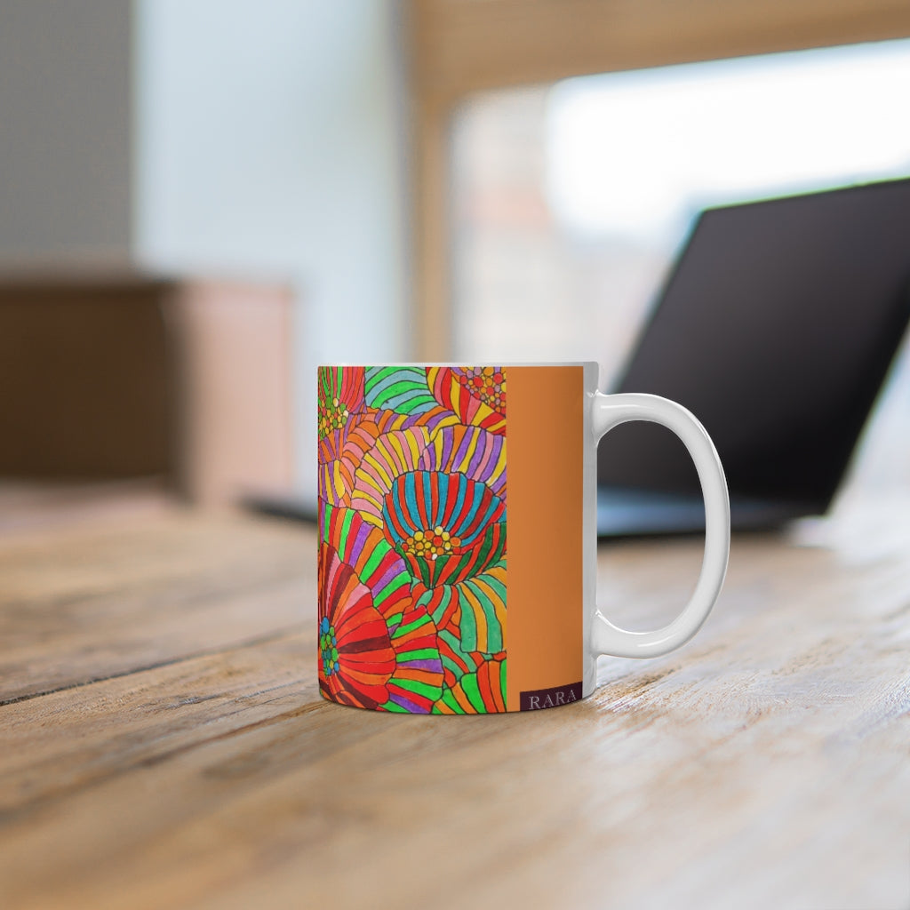 Wild Flower Spiced Orange Ceramic Mug 11oz