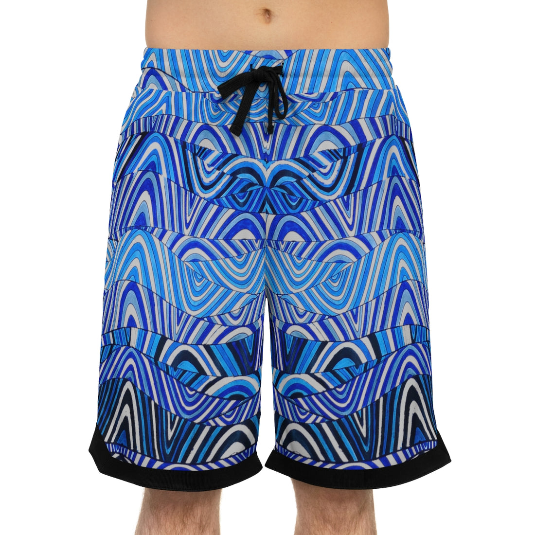 slate waves print basketball shorts for men