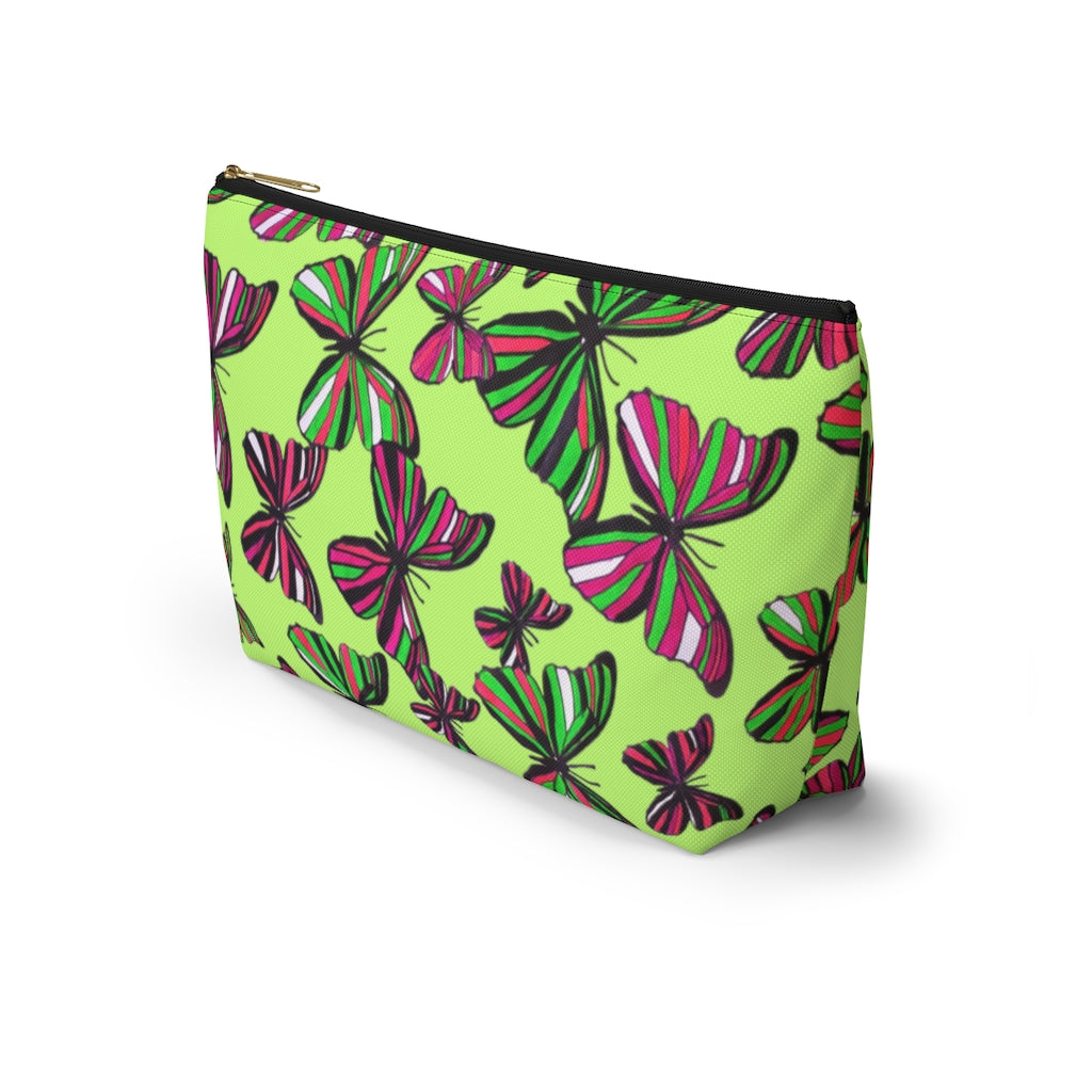 Butterflies Lime Accessory Pouch