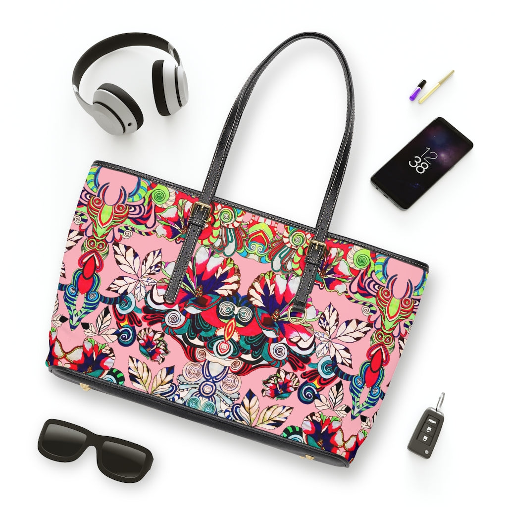 Blush Floral Pop PU Leather Shoulder Bag