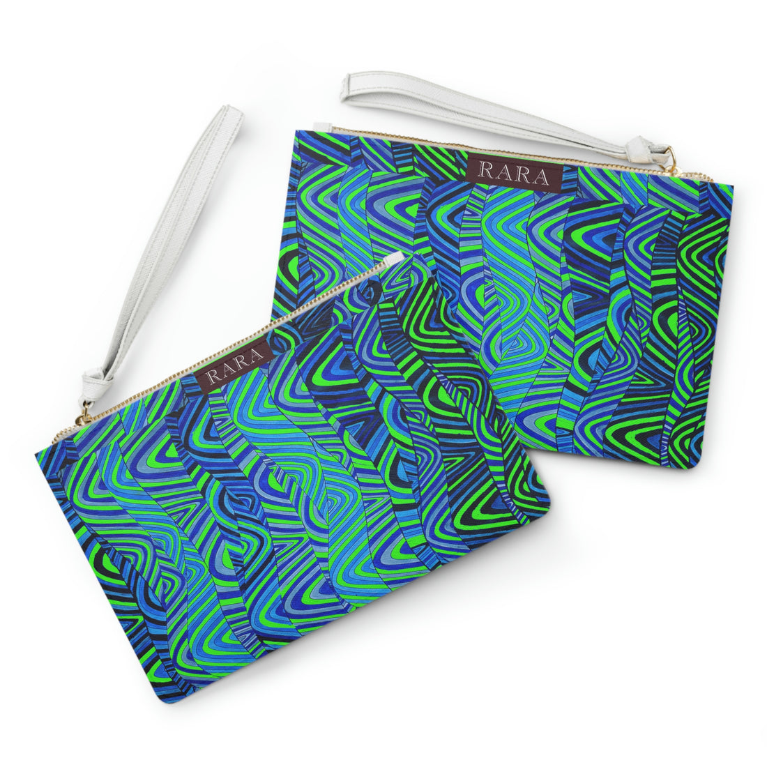 neon green sonic waves print clutch print