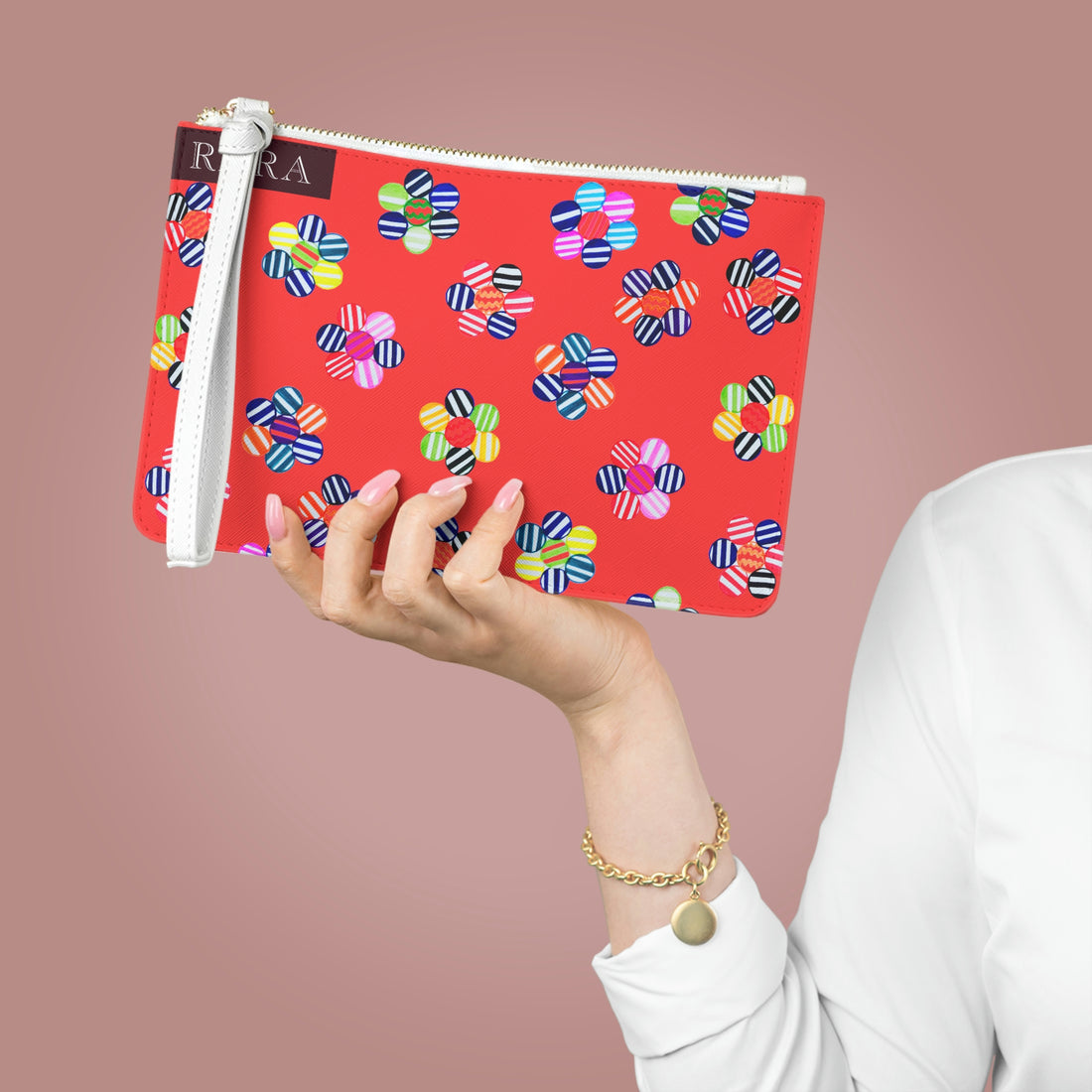 Vermillion Candy Florals Clutch Bag