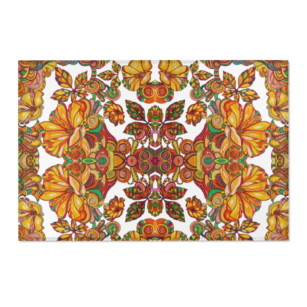 Artsy Floral White Area Rug