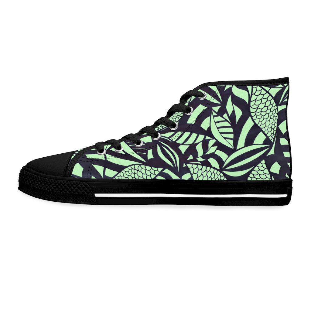 Mint Tropical Minimalist Women's High Top Sneakers