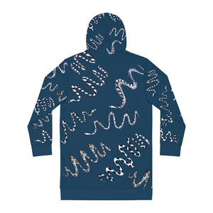 Teal Snake Print Hoodie Dress