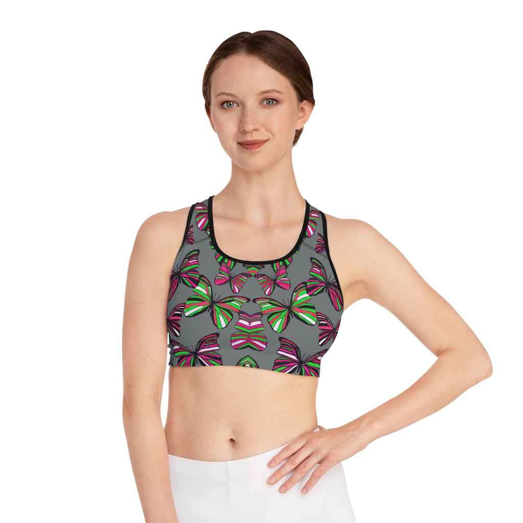 ash butterfly print sports bra