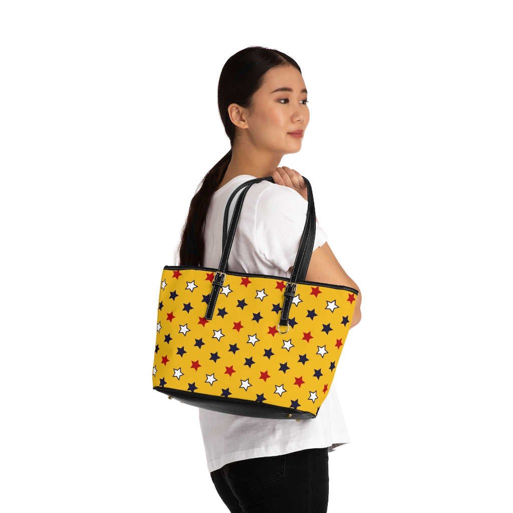 yellow star print handbag