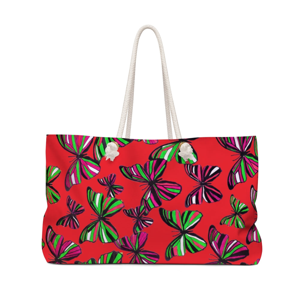 Butterflies Red Weekender Bag