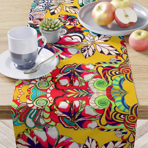 Artsy Floral Pop Yellow Table Runner