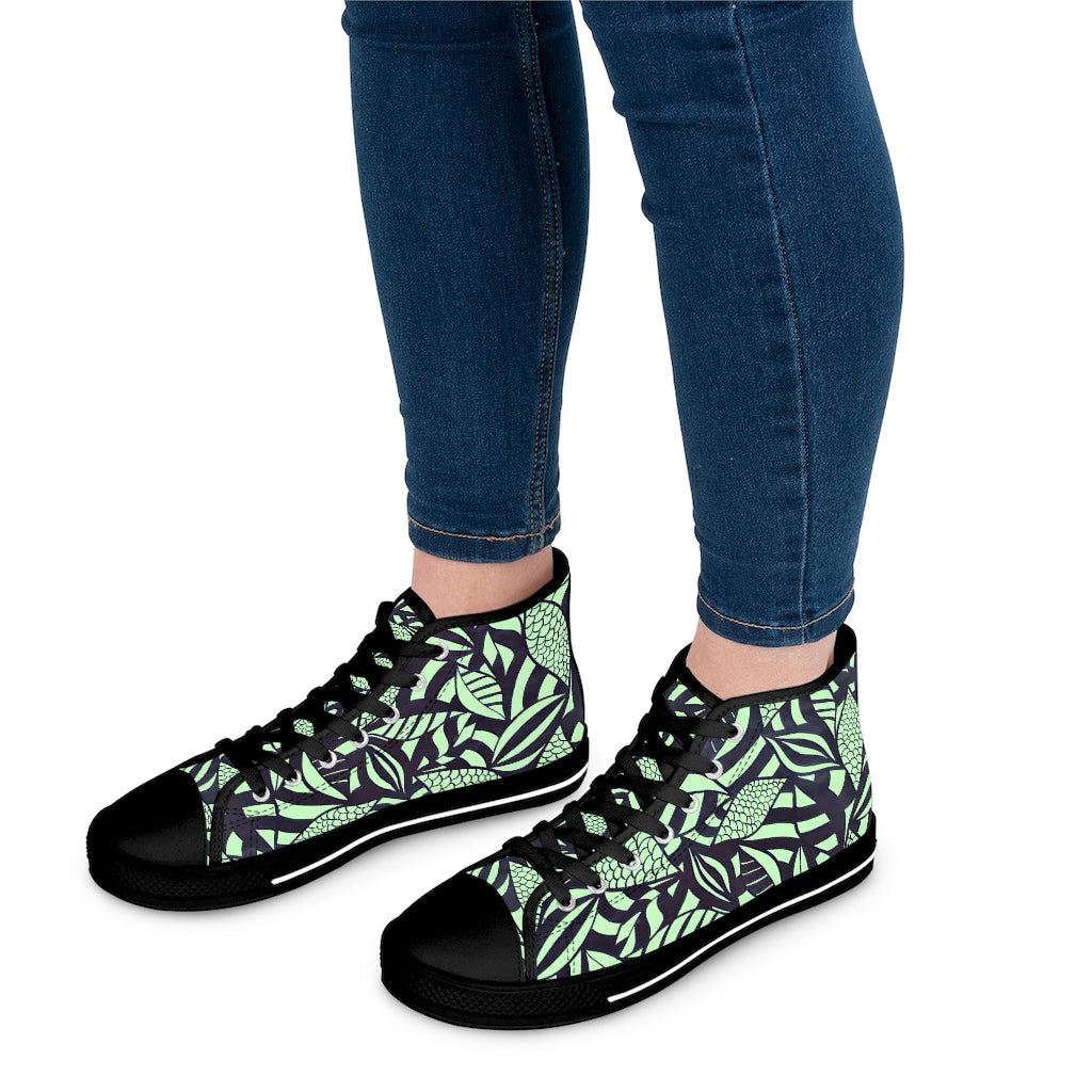 Mint Tropical Minimalist Women's High Top Sneakers