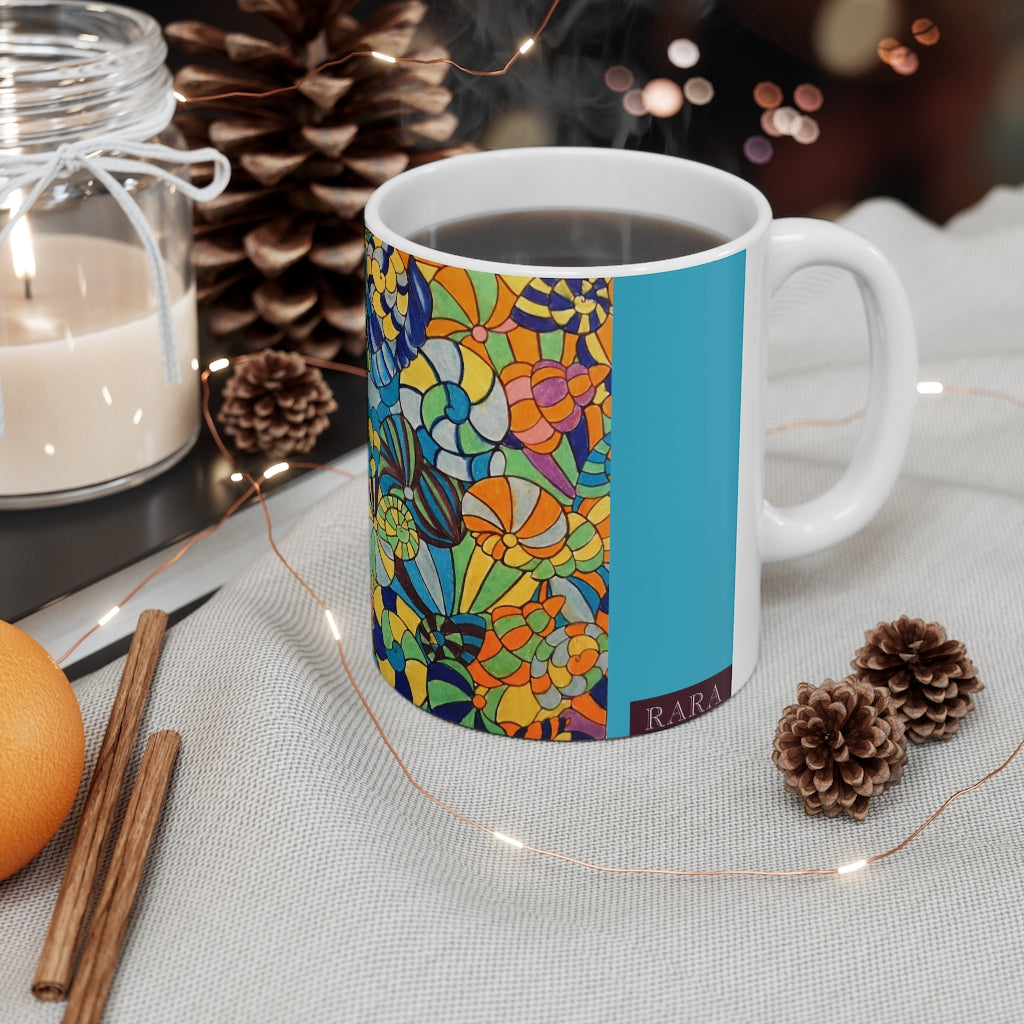 Vivid Ocean Blues Aqua Ceramic Mug 11oz