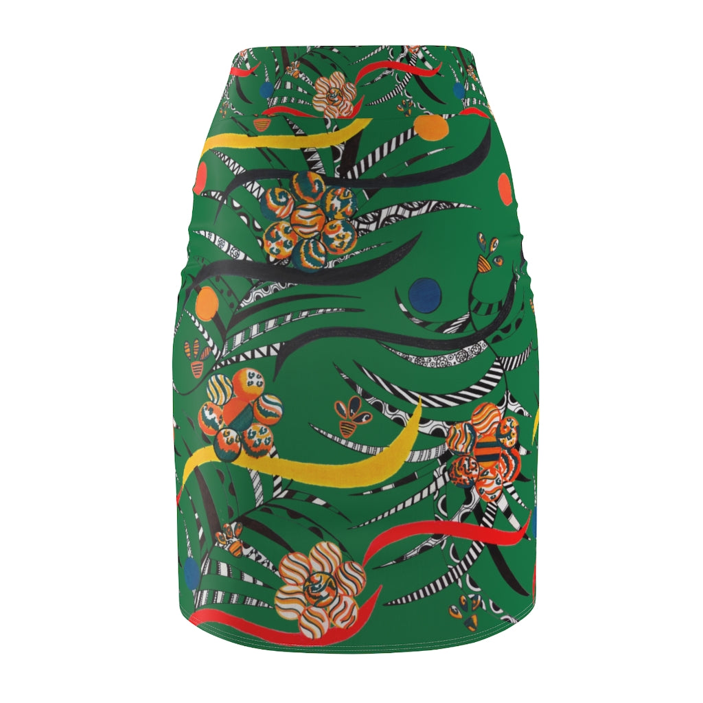 Emerald Wilderness Print Pencil Skirt