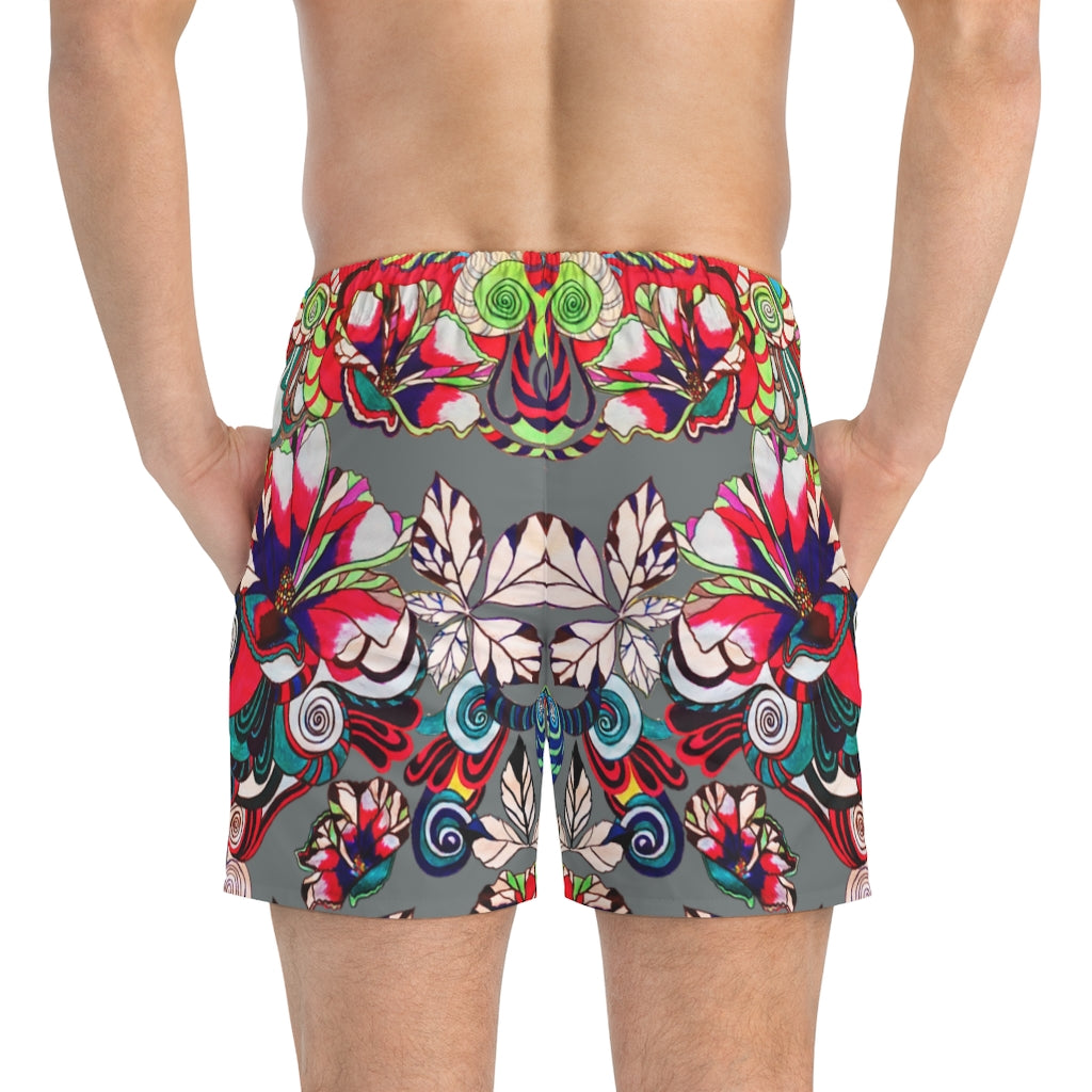 Ash Graphic Floral Pop Men's Swimming Trunks