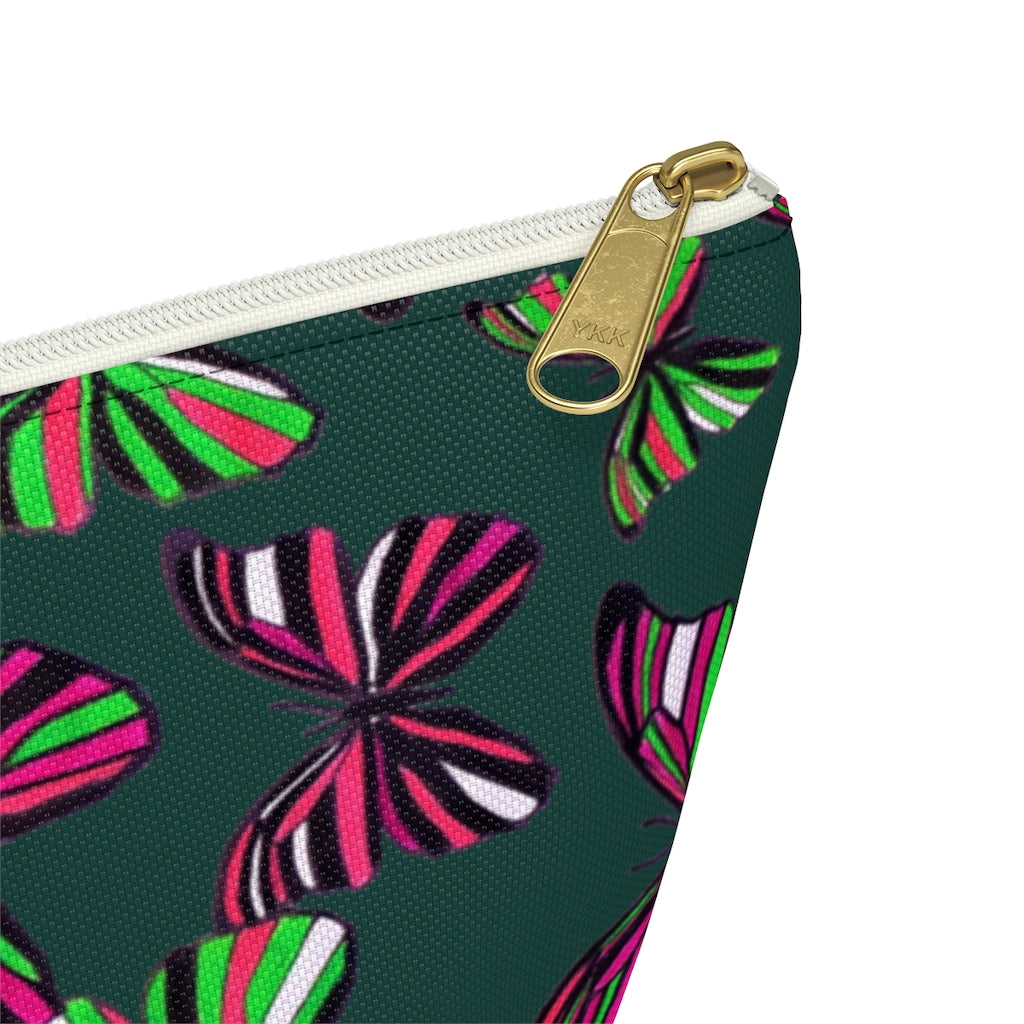 Butterflies Dark Green Accessory Pouch