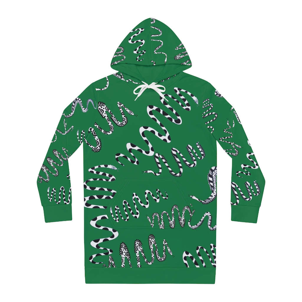 Emerald Snake Print Hoodie Dress