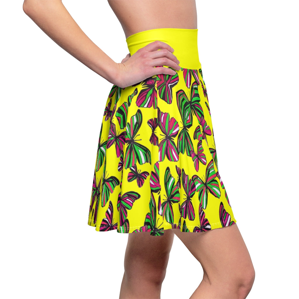 Butterflies Canary Skater Skirt