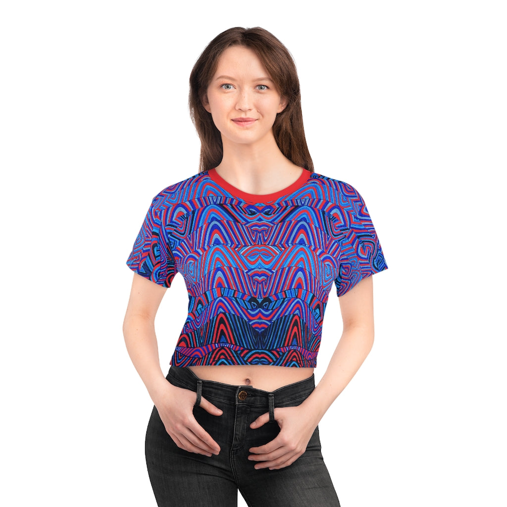 Red Sonic AOP Crop Tee