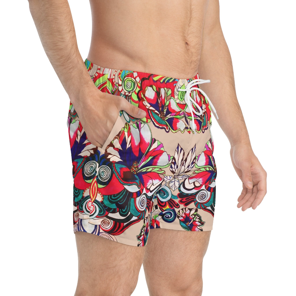 Nude Graphic floral print men's swimming trunks by labelrara
