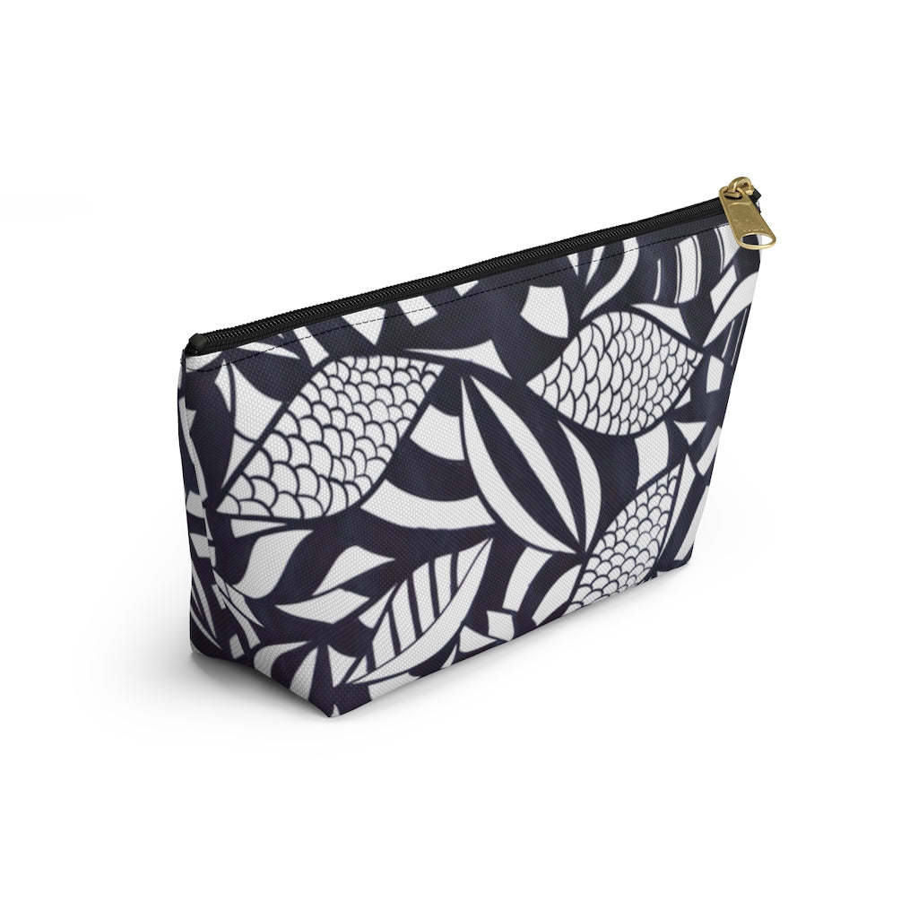 White Tropical Minimalist Accessory Pouch